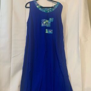 SZ 16 Maxi Dress-Coastal,Beachy,Slenderizing Royal Blue!Light-Billowy-Romantic